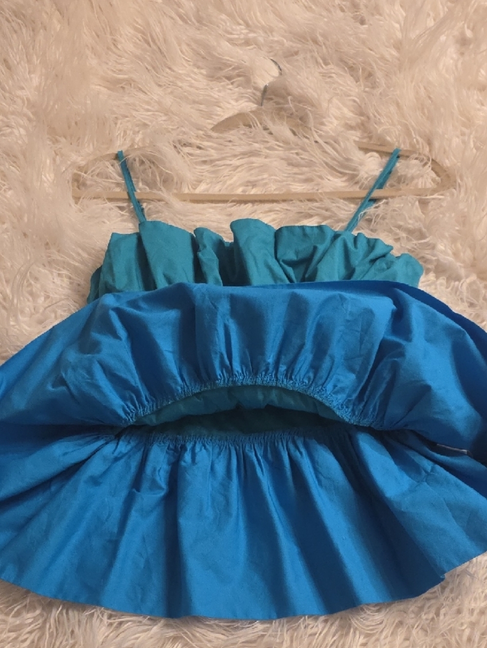 Milly Naiomi Cotton 3 Color Tiered Ruffled Peplum Spaghetti Strap Top  S - Picture 7 of 16
